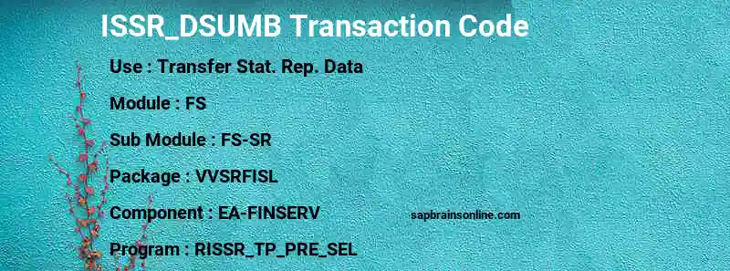 SAP ISSR_DSUMB transaction code