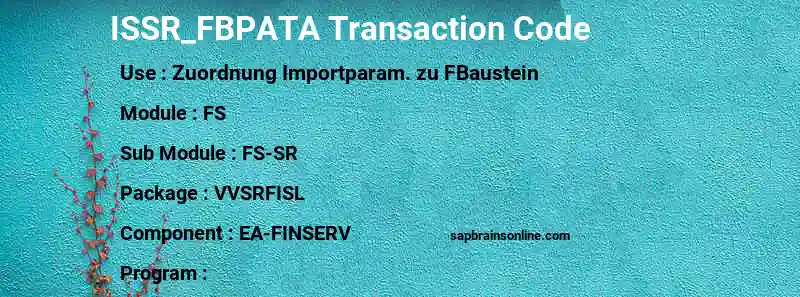 SAP ISSR_FBPATA transaction code