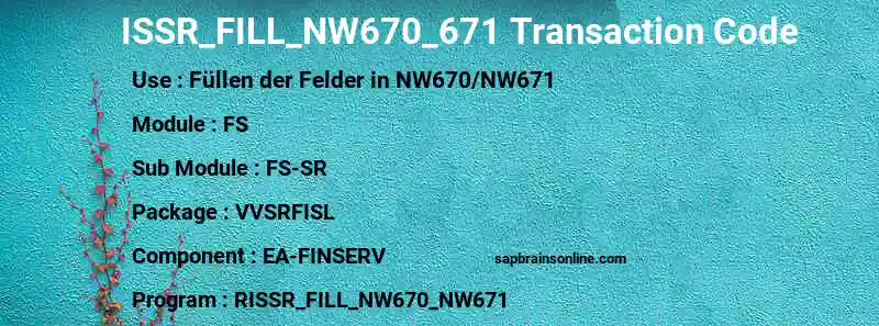 SAP ISSR_FILL_NW670_671 transaction code