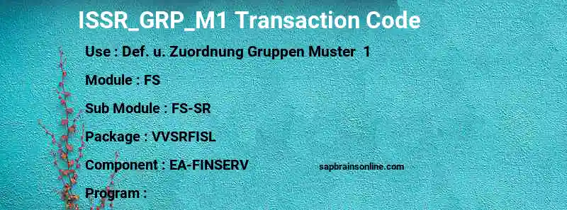 SAP ISSR_GRP_M1 transaction code