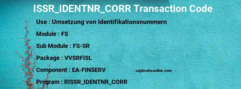 SAP ISSR_IDENTNR_CORR transaction code