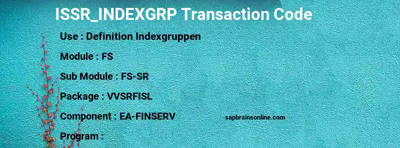 SAP ISSR_INDEXGRP transaction code