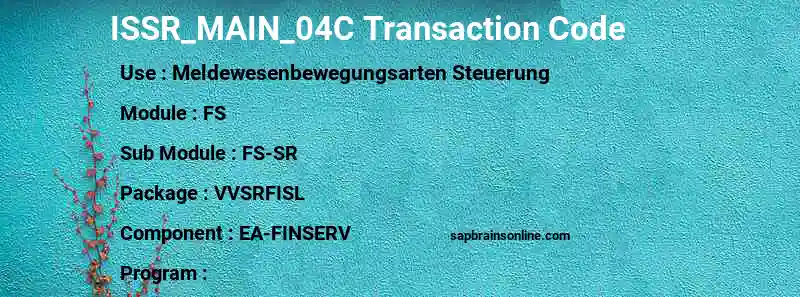 SAP ISSR_MAIN_04C transaction code