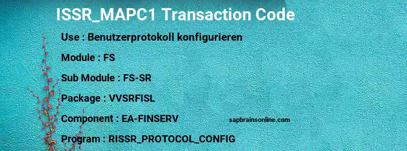 SAP ISSR_MAPC1 transaction code