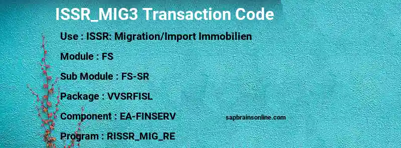 SAP ISSR_MIG3 transaction code