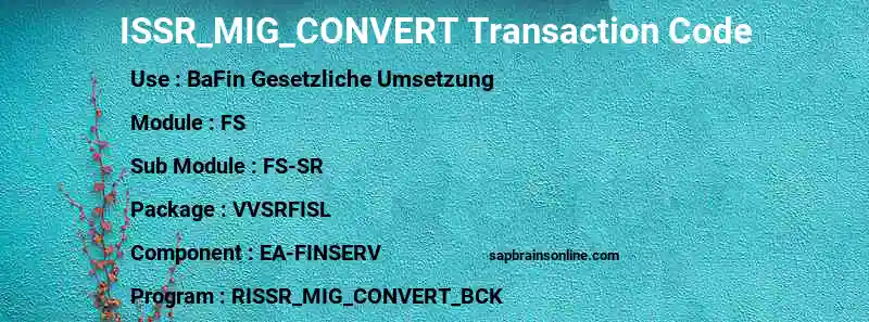 SAP ISSR_MIG_CONVERT transaction code
