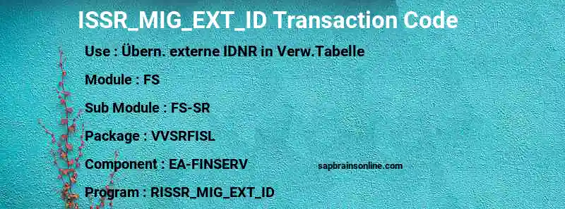 SAP ISSR_MIG_EXT_ID transaction code