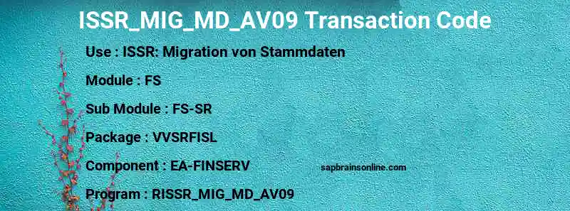SAP ISSR_MIG_MD_AV09 transaction code