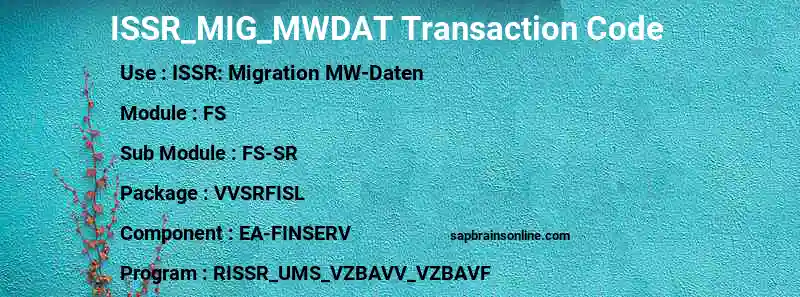 SAP ISSR_MIG_MWDAT transaction code