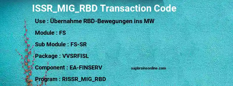 SAP ISSR_MIG_RBD transaction code