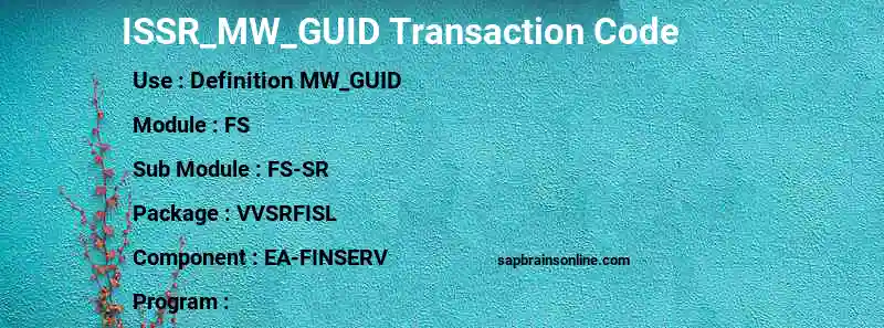 SAP ISSR_MW_GUID transaction code