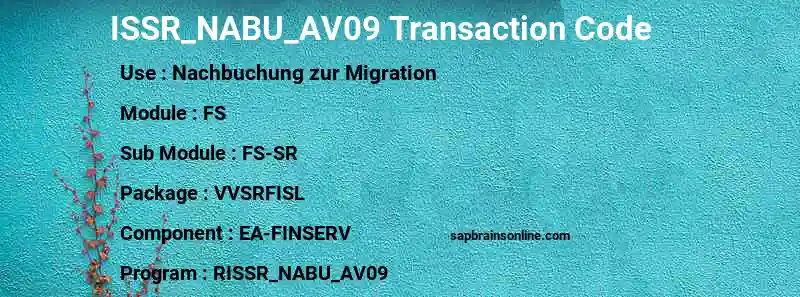 SAP ISSR_NABU_AV09 transaction code