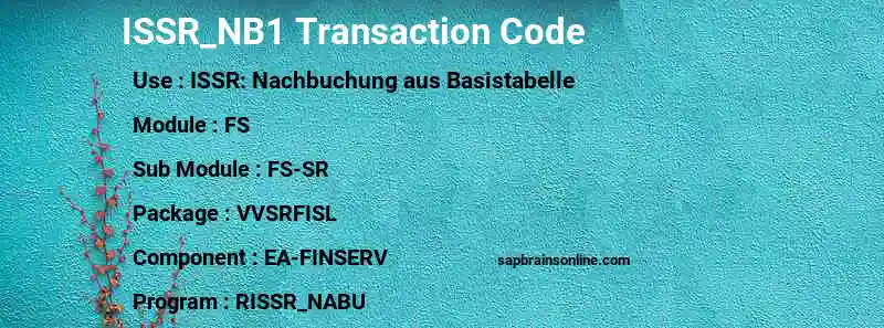 SAP ISSR_NB1 transaction code