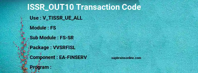 SAP ISSR_OUT10 transaction code