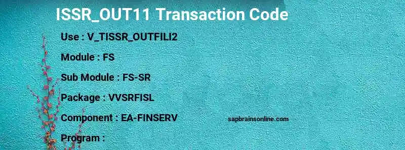 SAP ISSR_OUT11 transaction code