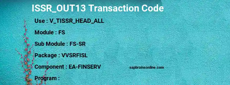 SAP ISSR_OUT13 transaction code