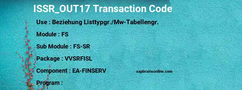 SAP ISSR_OUT17 transaction code
