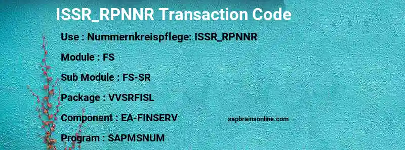 SAP ISSR_RPNNR transaction code
