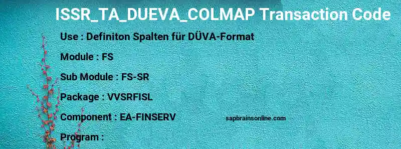 SAP ISSR_TA_DUEVA_COLMAP transaction code