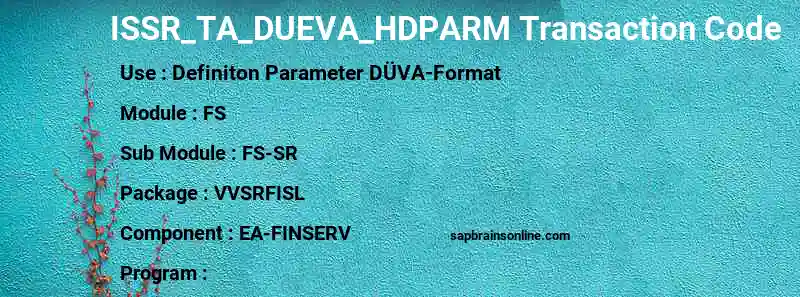SAP ISSR_TA_DUEVA_HDPARM transaction code