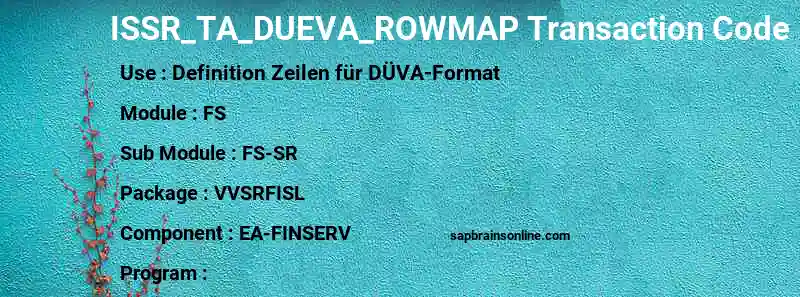 SAP ISSR_TA_DUEVA_ROWMAP transaction code