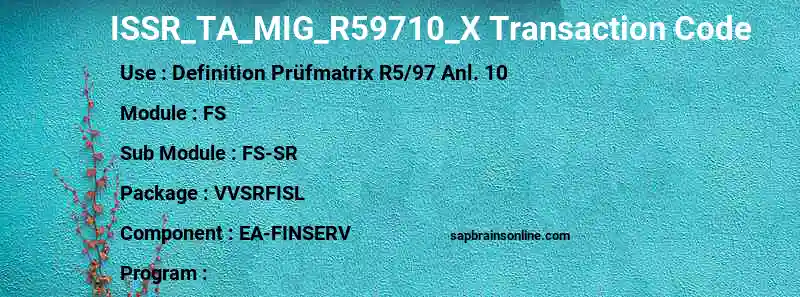 SAP ISSR_TA_MIG_R59710_X transaction code