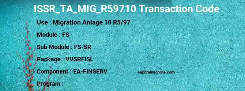 SAP ISSR_TA_MIG_R59710 transaction code