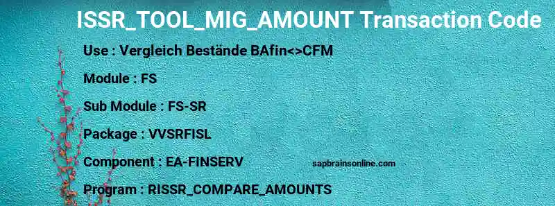 SAP ISSR_TOOL_MIG_AMOUNT transaction code