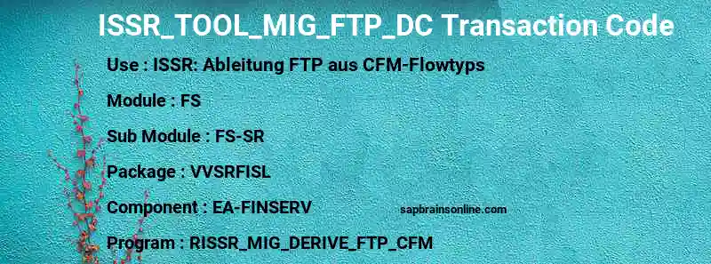 SAP ISSR_TOOL_MIG_FTP_DC transaction code