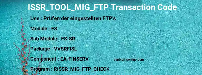 SAP ISSR_TOOL_MIG_FTP transaction code