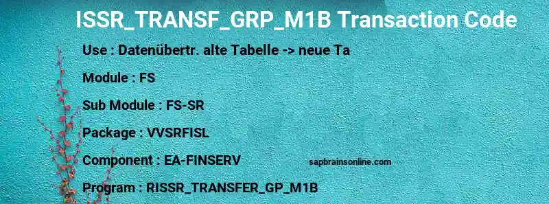SAP ISSR_TRANSF_GRP_M1B transaction code