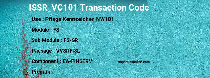 SAP ISSR_VC101 transaction code