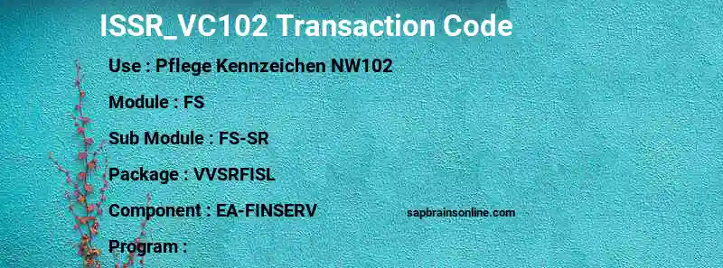 SAP ISSR_VC102 transaction code