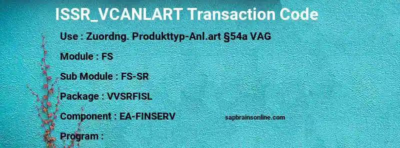 SAP ISSR_VCANLART transaction code