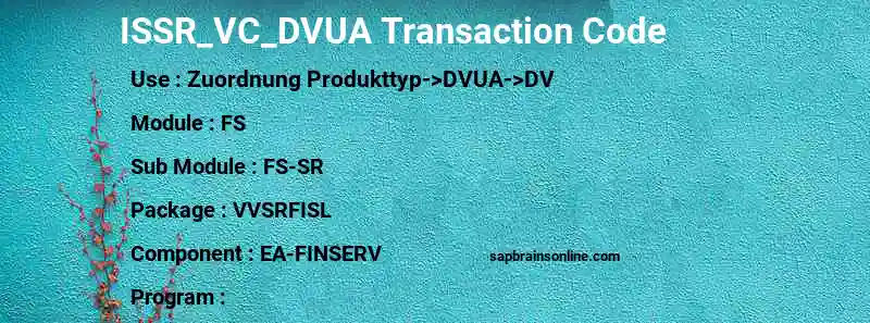 SAP ISSR_VC_DVUA transaction code