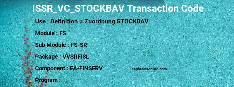 SAP ISSR_VC_STOCKBAV transaction code