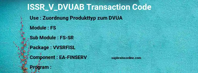 SAP ISSR_V_DVUAB transaction code