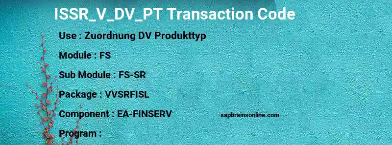 SAP ISSR_V_DV_PT transaction code