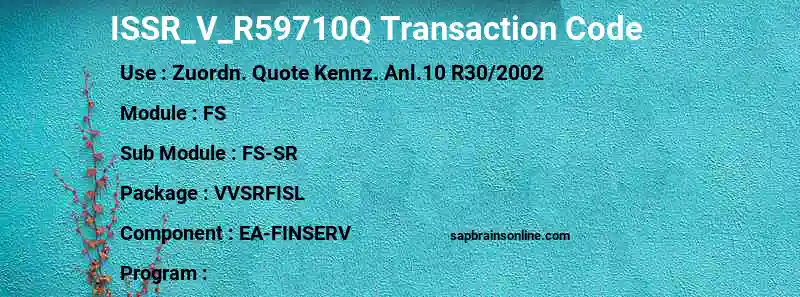 SAP ISSR_V_R59710Q transaction code