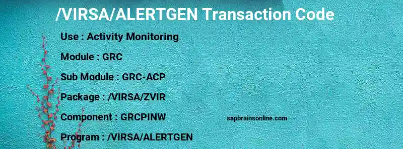 SAP /VIRSA/ALERTGEN transaction code