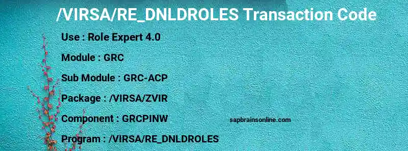 SAP /VIRSA/RE_DNLDROLES transaction code