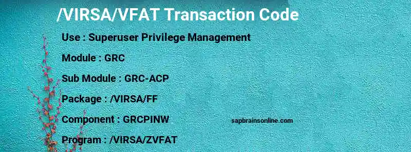 SAP /VIRSA/VFAT transaction code