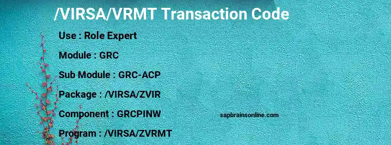 SAP /VIRSA/VRMT transaction code