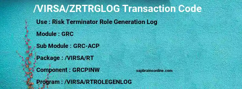 SAP /VIRSA/ZRTRGLOG transaction code