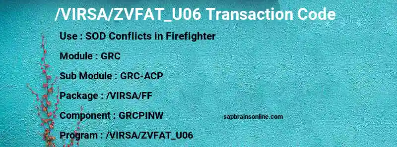 SAP /VIRSA/ZVFAT_U06 transaction code