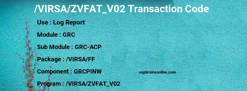 SAP /VIRSA/ZVFAT_V02 transaction code