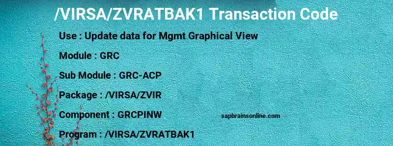 SAP /VIRSA/ZVRATBAK1 transaction code