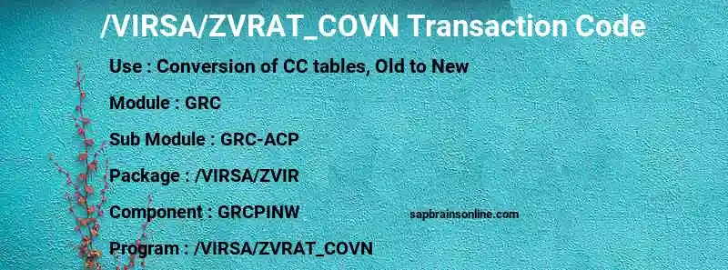 SAP /VIRSA/ZVRAT_COVN transaction code