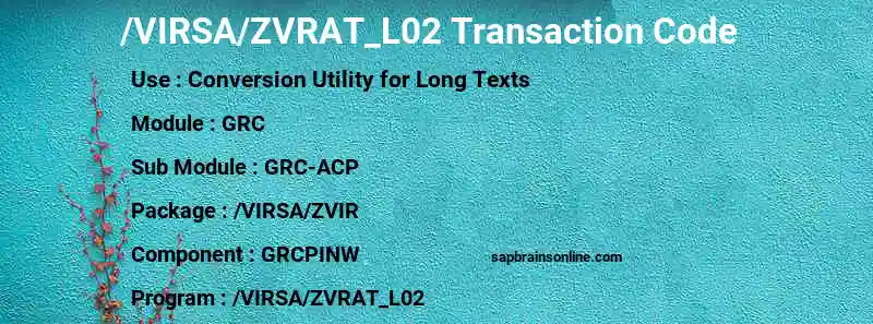 SAP /VIRSA/ZVRAT_L02 transaction code