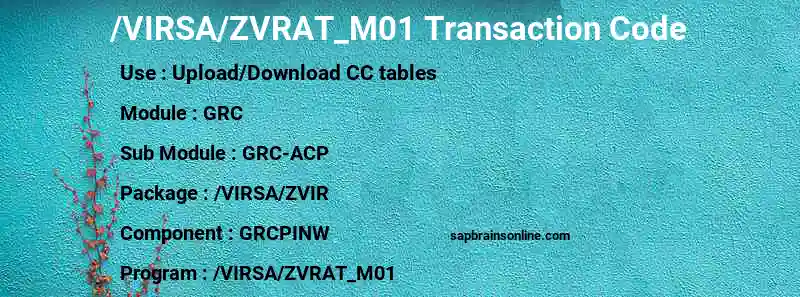 SAP /VIRSA/ZVRAT_M01 transaction code